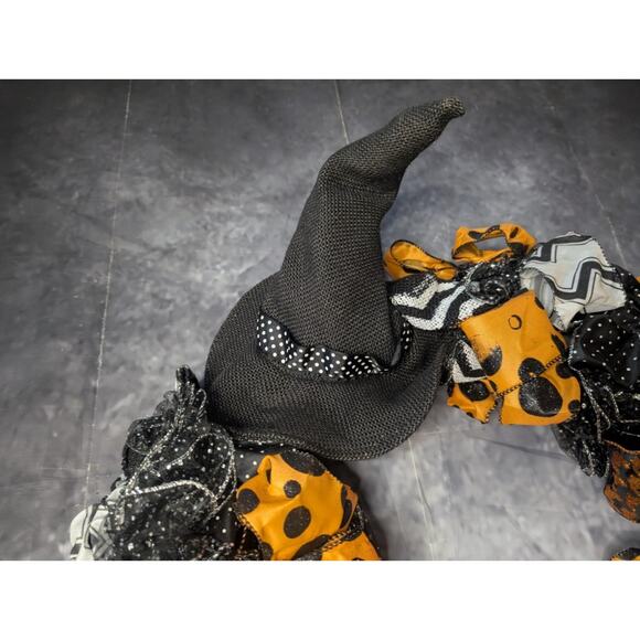 Large Halloween Witch Wreath Hat Legs Pumpkins Front Door Fall Decoration - Picture 7 of 12